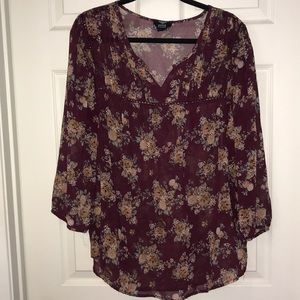 Perch by blu pepper boho chic blouse w/ lace trim